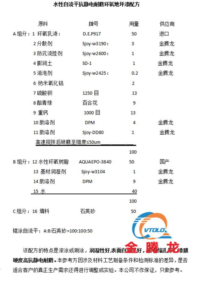 水性自流平抗靜電耐磨環氧地坪漆配方(圖1)